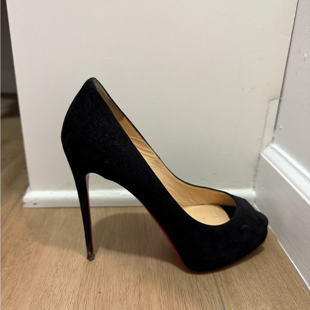 Christian Louboutin Black Peep-Toe Heels
